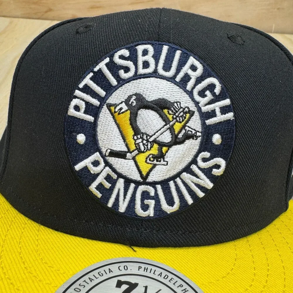 NEW Pittsburgh Penguins Mitchell Ness 2 Tone Liberty Fitted Cap Hat Sz 7 1/2